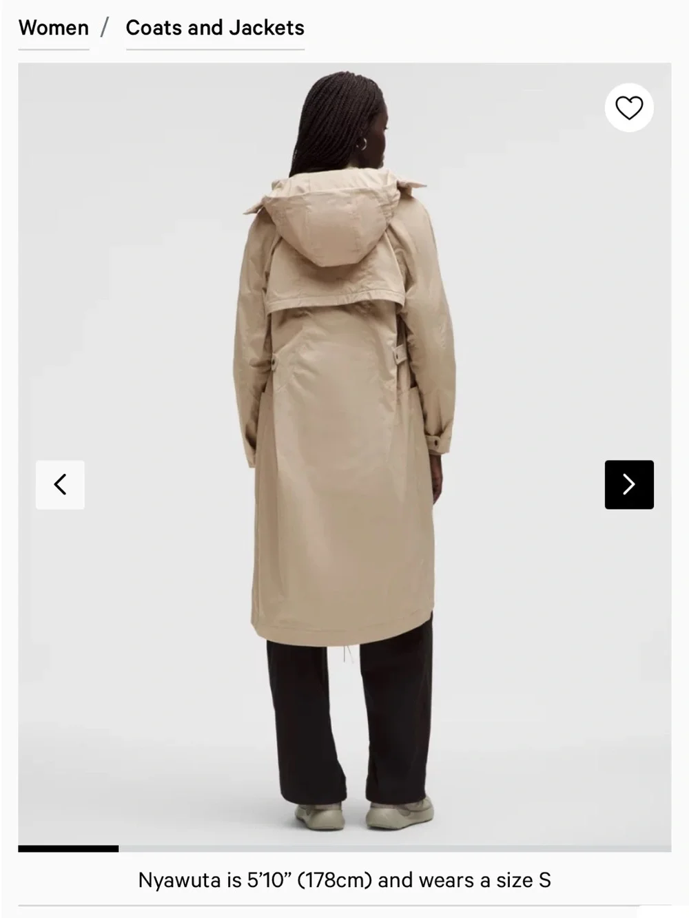 lululemon athletica Long Hooded Trench Coat in Beige